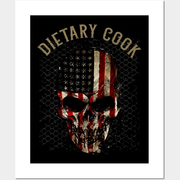 Dietary Cook - Watercolor Skull in American Flag Design Wall Art by best-vibes-only